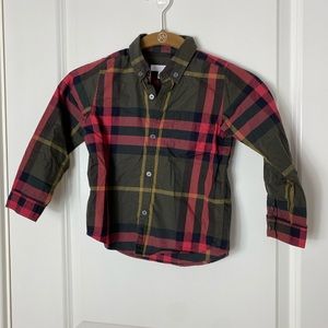 Kids 4Y Burberry button down olive plaid
